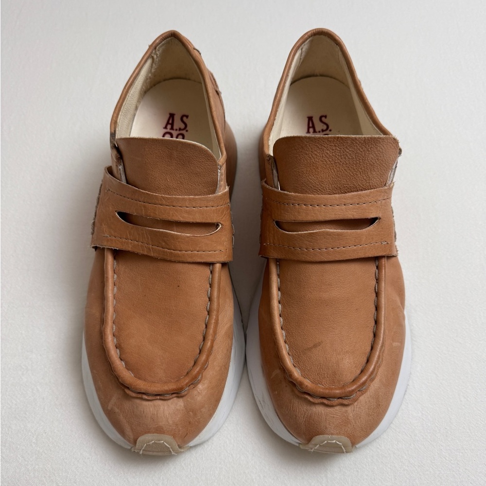 A.S. 98 Elian Platform Leather Loafer In Light Brown Cream Size 42 - US Size 11 - Picture 10 of 15